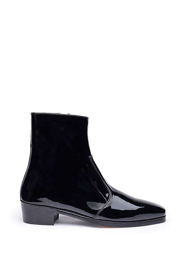 Black Patent Leather Boots by SHUTIQ at Pernia's Pop Up Shop