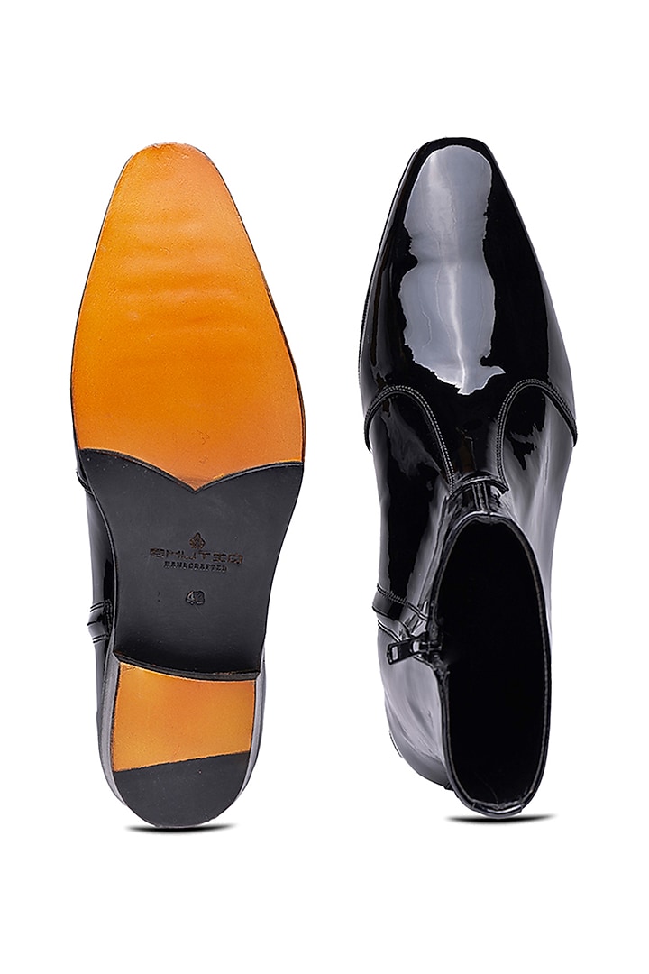 Black Patent Leather Boots by SHUTIQ at Pernia's Pop Up Shop