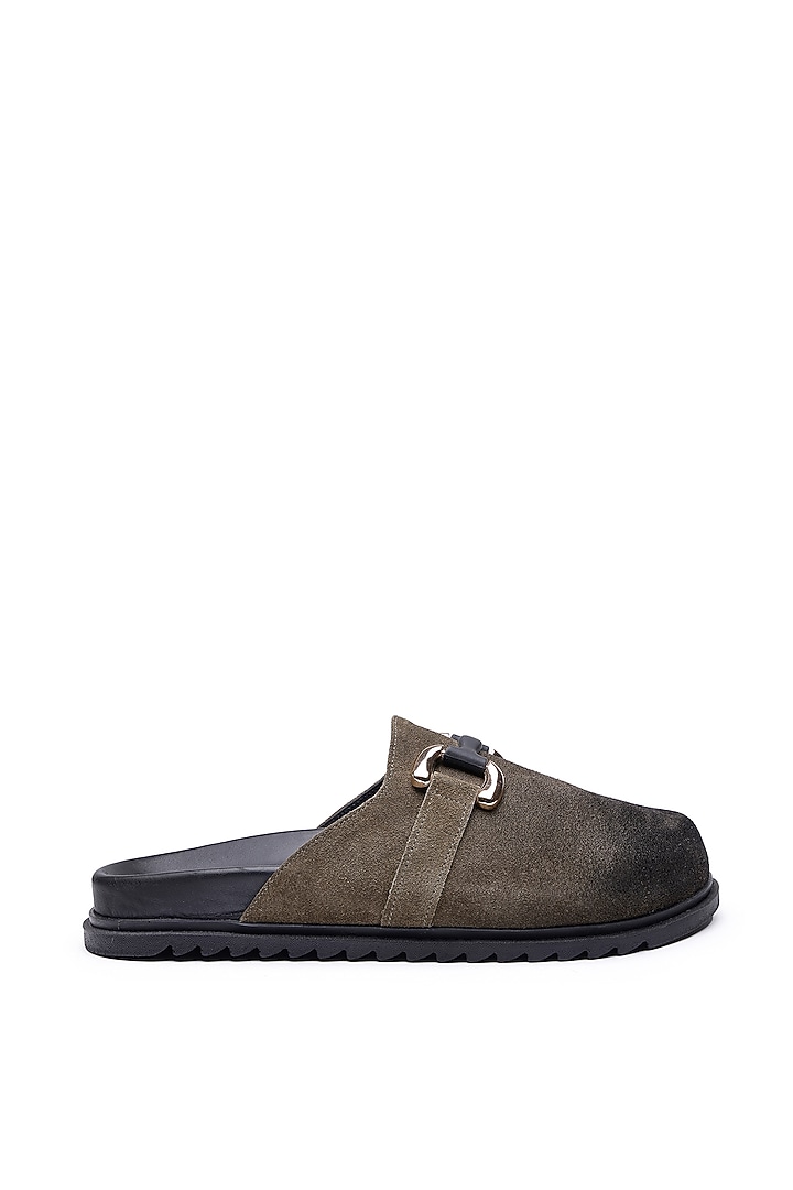 Olive Suede Mules by SHUTIQ at Pernia's Pop Up Shop