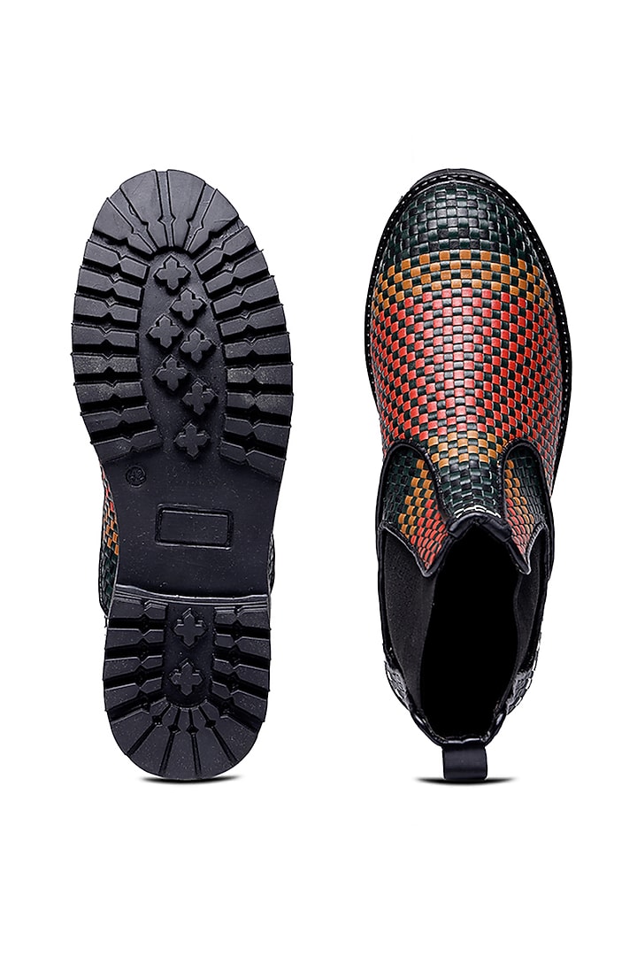 Multi-Colored Leather Printed Boots by SHUTIQ at Pernia's Pop Up Shop