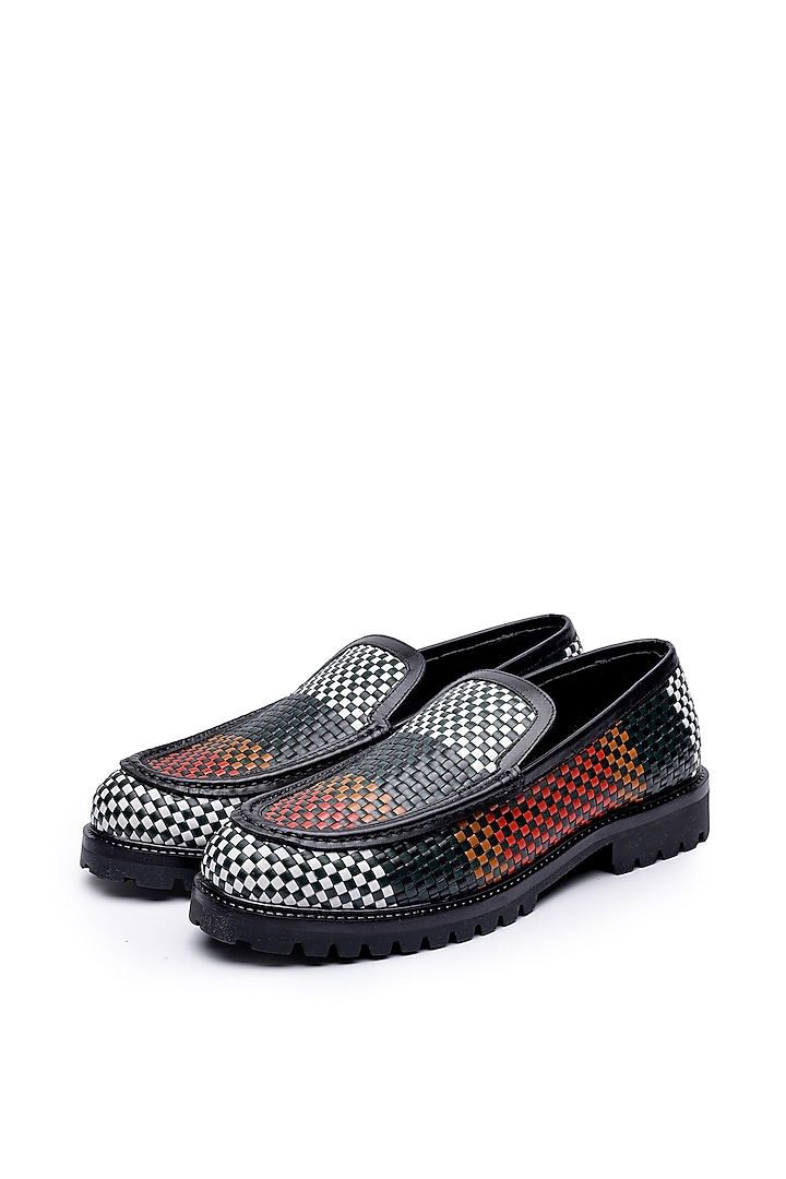 Multi-Colored Leather Slip-Ons Shoes by SHUTIQ