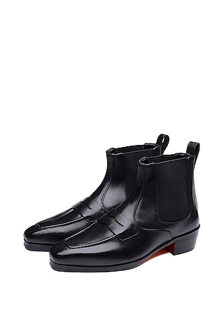 Black Patent Leather Prism Boots by SHUTIQ