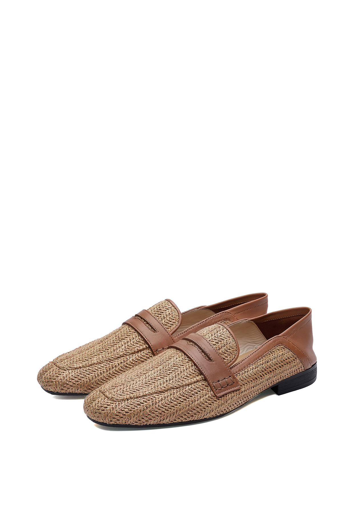 Tan Fabric T-Shaped Slip-On Shoes by SHUTIQ
