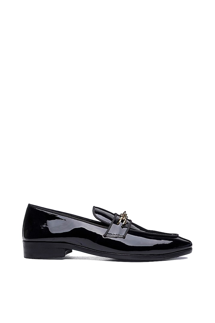 Beige Patent Leather Slip-On Shoes by SHUTIQ at Pernia's Pop Up Shop