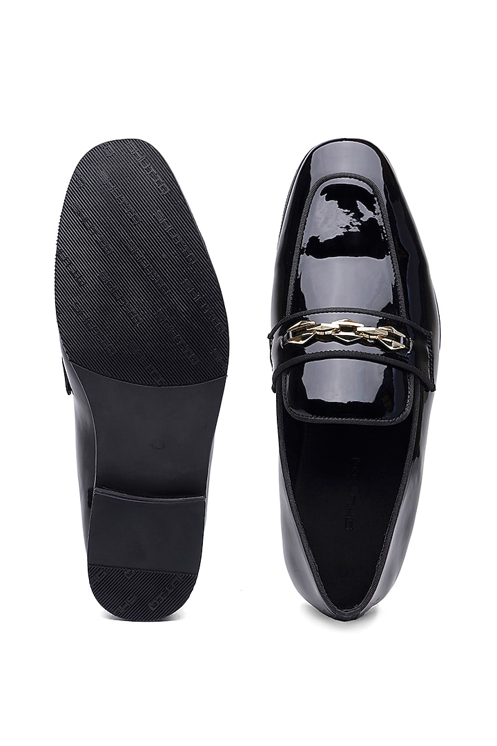 Beige Patent Leather Slip-On Shoes by SHUTIQ at Pernia's Pop Up Shop