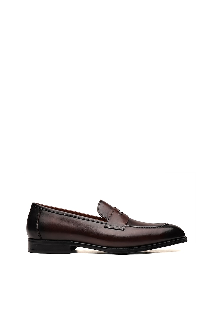 Brown Leather Penny Loafers by SHUTIQ at Pernia's Pop Up Shop