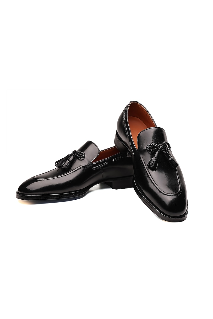 Black Leather Loafers by SHUTIQ at Pernia's Pop Up Shop