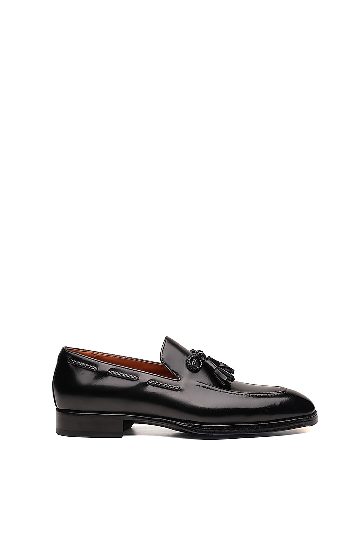 Black Leather Loafers by SHUTIQ at Pernia's Pop Up Shop