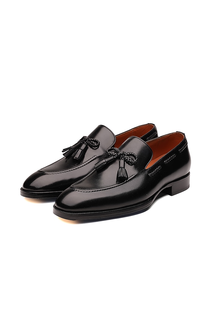 Black Leather Loafers by SHUTIQ at Pernia's Pop Up Shop
