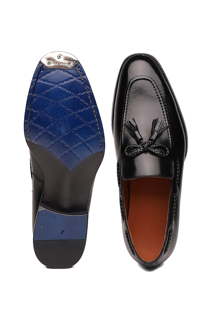 Black Leather Loafers by SHUTIQ at Pernia's Pop Up Shop