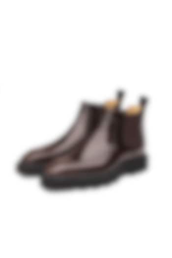 Brown Leather Chelsea Boots by SHUTIQ at Pernia's Pop Up Shop