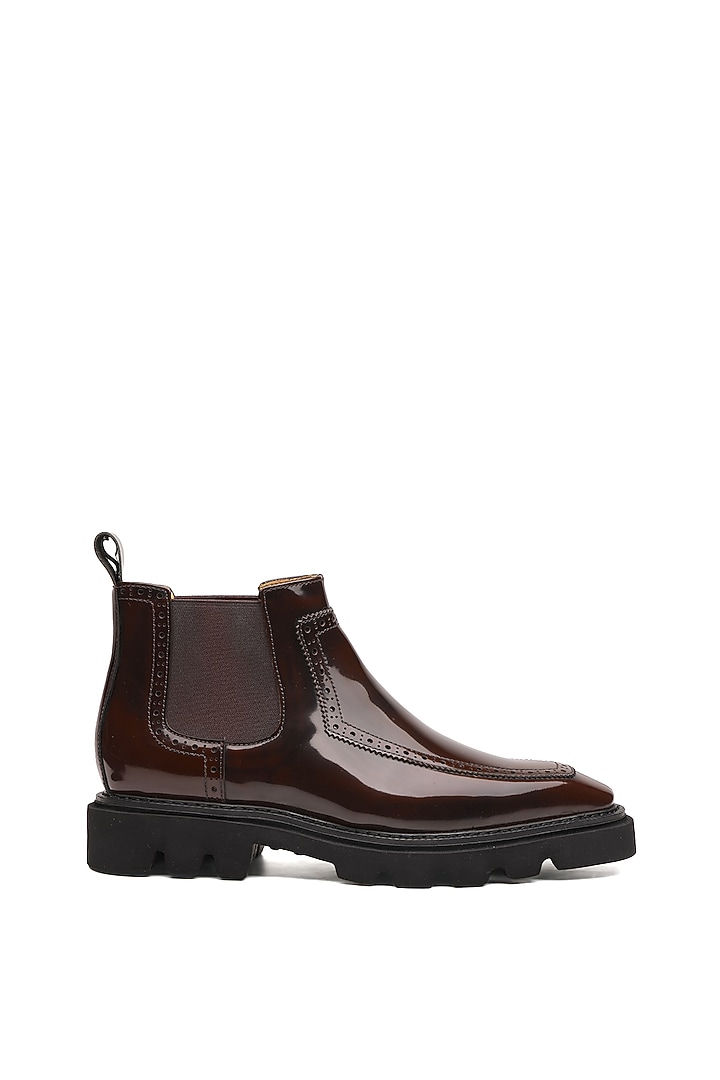 Brown Leather Chelsea Boots by SHUTIQ at Pernia's Pop Up Shop