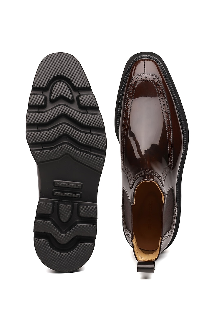 Brown Leather Chelsea Boots by SHUTIQ at Pernia's Pop Up Shop