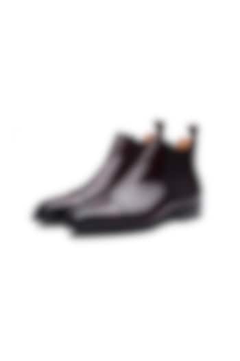 Dark Brown Leather Chelsea Boots by SHUTIQ at Pernia's Pop Up Shop