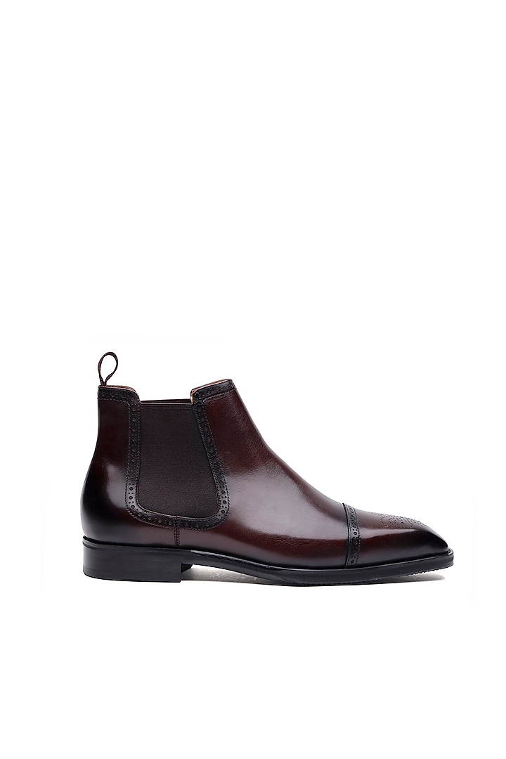Dark Brown Leather Chelsea Boots by SHUTIQ at Pernia's Pop Up Shop