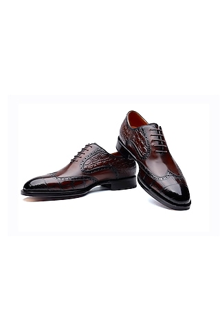 Dark Brown Leather Shoes by SHUTIQ