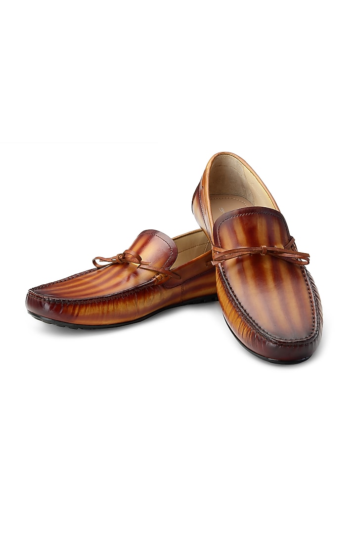 Tan Leather Loafers by SHUTIQ at Pernia's Pop Up Shop
