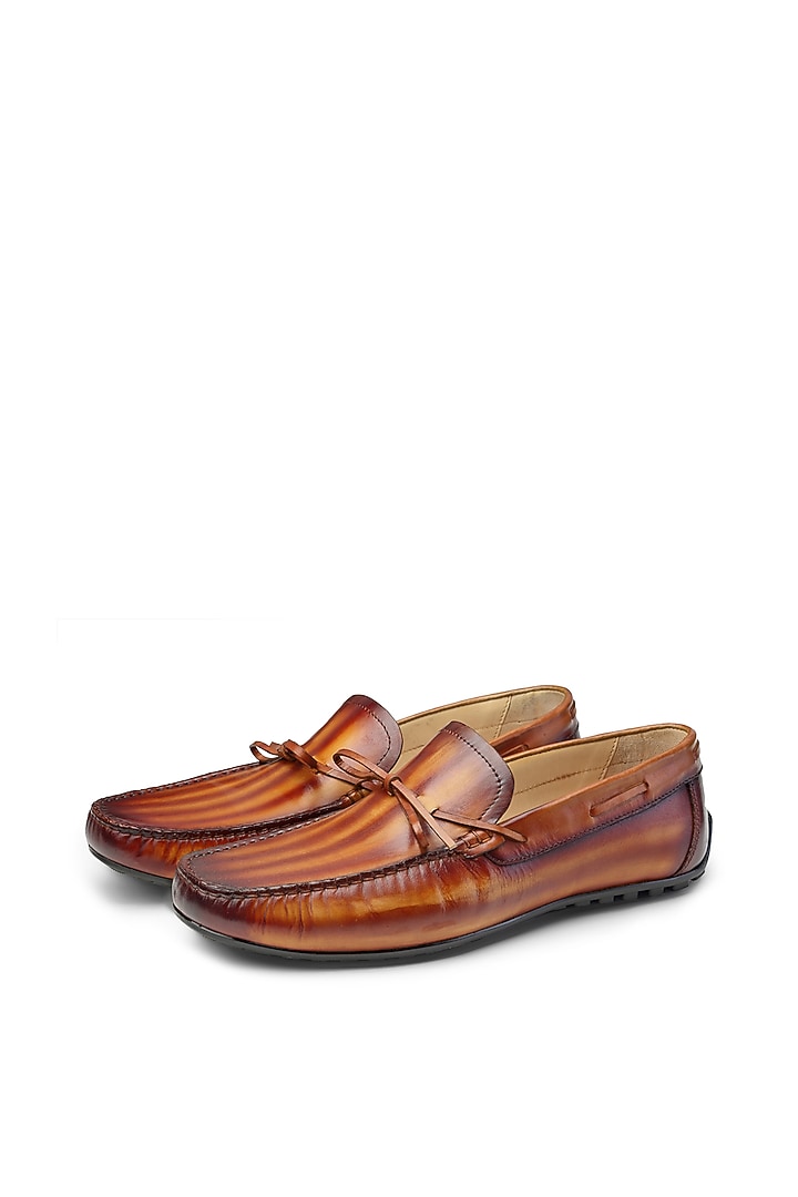 Tan Leather Loafers by SHUTIQ at Pernia's Pop Up Shop
