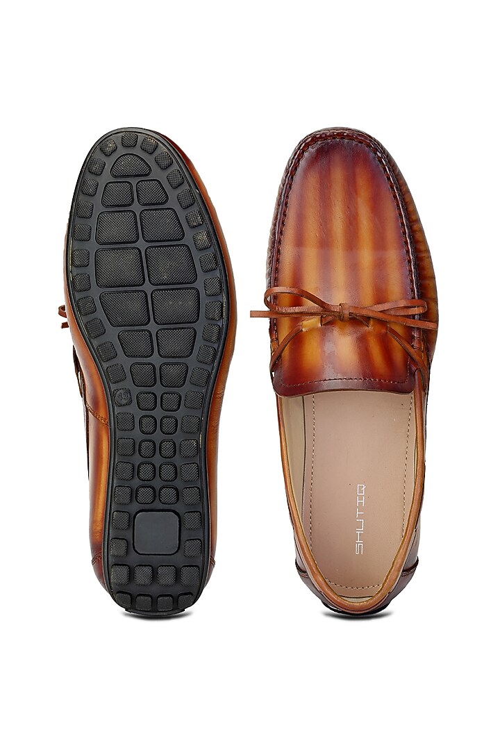 Tan Leather Loafers by SHUTIQ at Pernia's Pop Up Shop