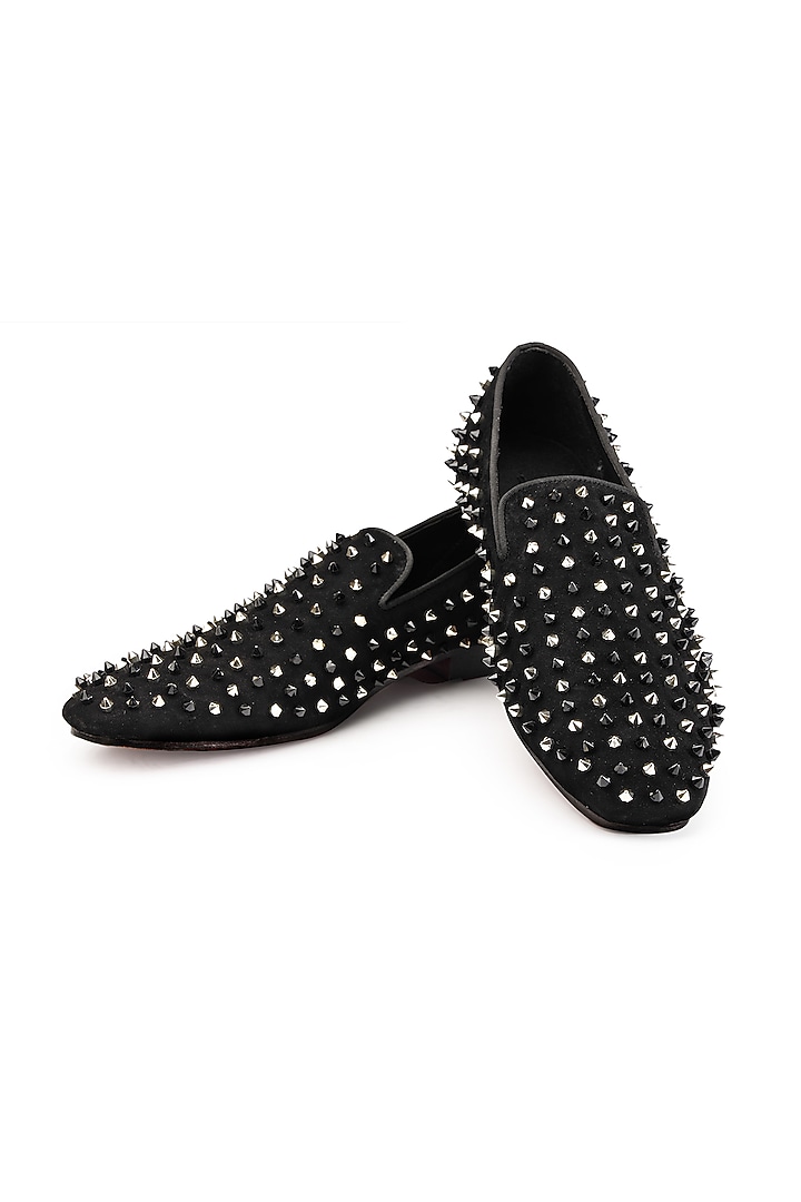 Black Suede Slip-On Shoes by SHUTIQ at Pernia's Pop Up Shop 2025