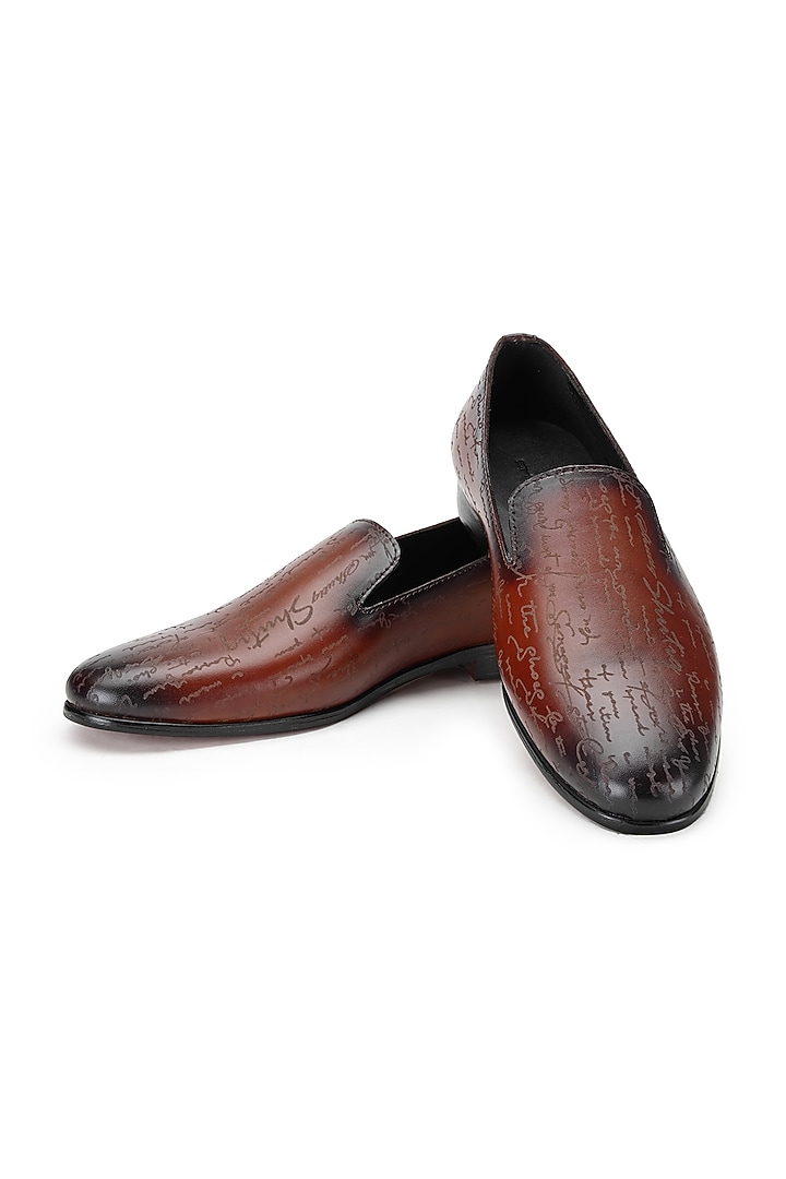 Tan Brown Leather Slip-On Shoes by SHUTIQ at Pernia's Pop Up Shop