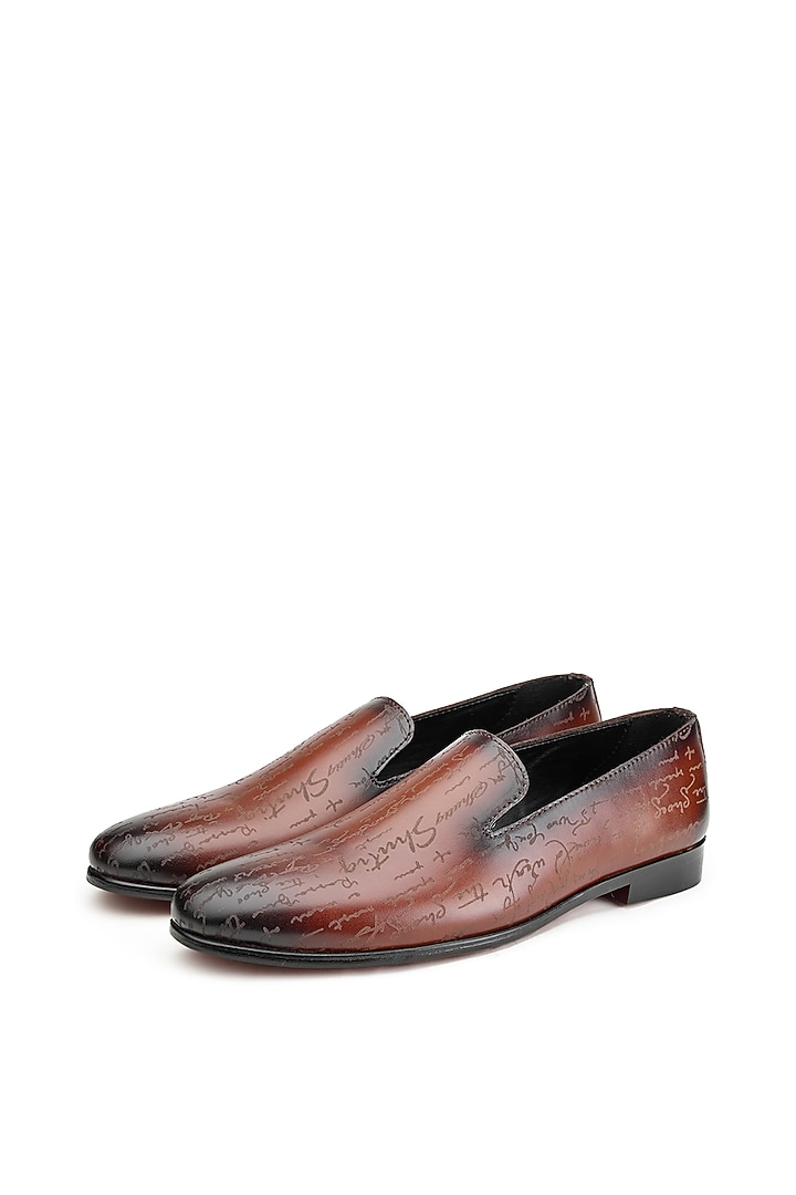 Tan Brown Leather Slip-On Shoes by SHUTIQ at Pernia's Pop Up Shop