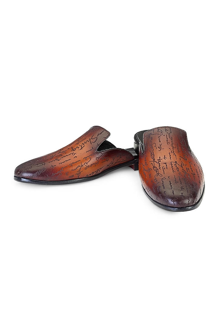 Tan Brown Leather Slip-On Shoes by SHUTIQ at Pernia's Pop Up Shop