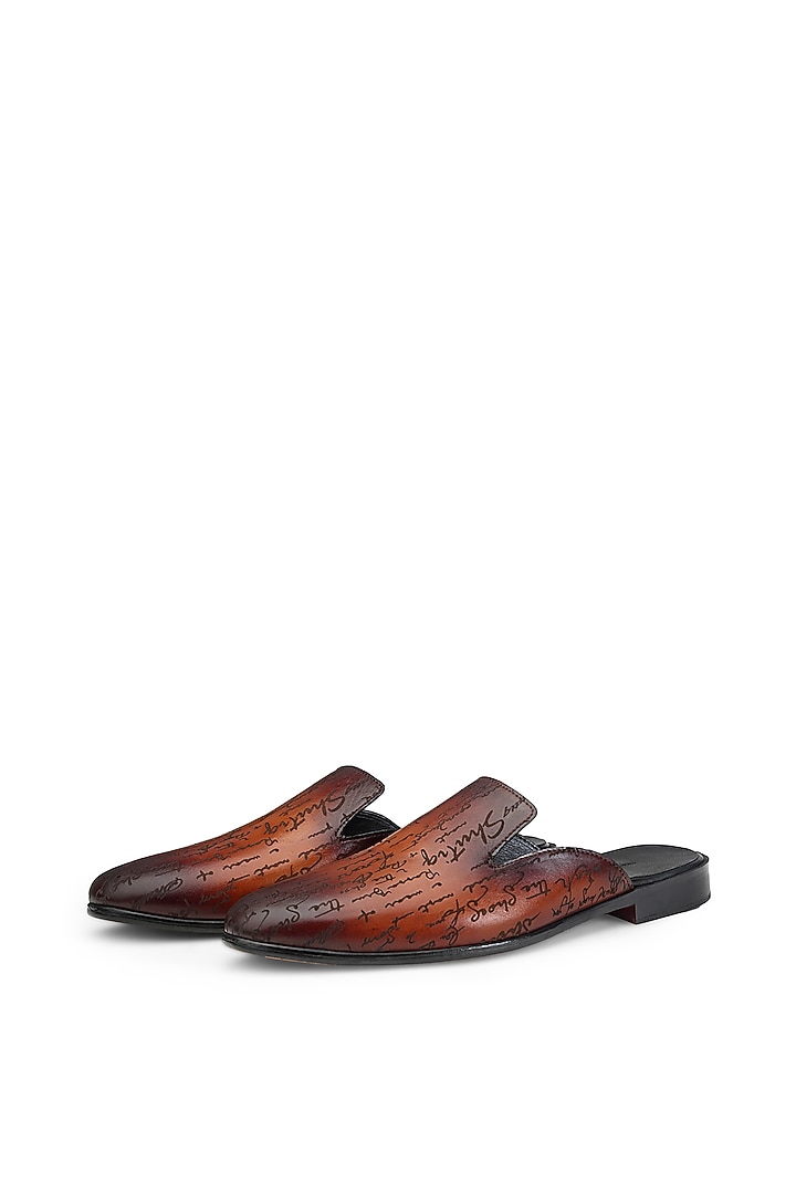 Tan Brown Leather Slip-On Shoes by SHUTIQ at Pernia's Pop Up Shop
