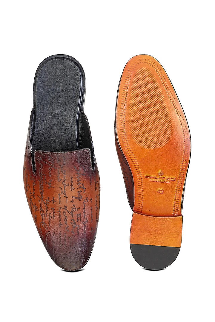 Tan Brown Leather Slip-On Shoes by SHUTIQ at Pernia's Pop Up Shop
