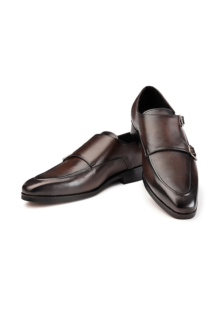 Brown Leather Slip-On Shoes by SHUTIQ at Pernia's Pop Up Shop