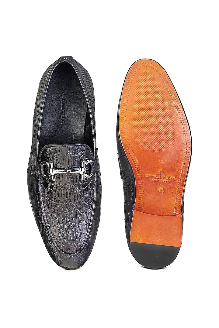 Black Leather Slip-On Shoes by SHUTIQ at Pernia's Pop Up Shop