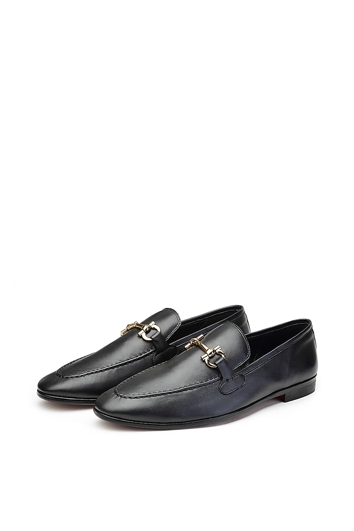 Black Calfskin Leather Slip-On Shoes by SHUTIQ at Pernia's Pop Up Shop