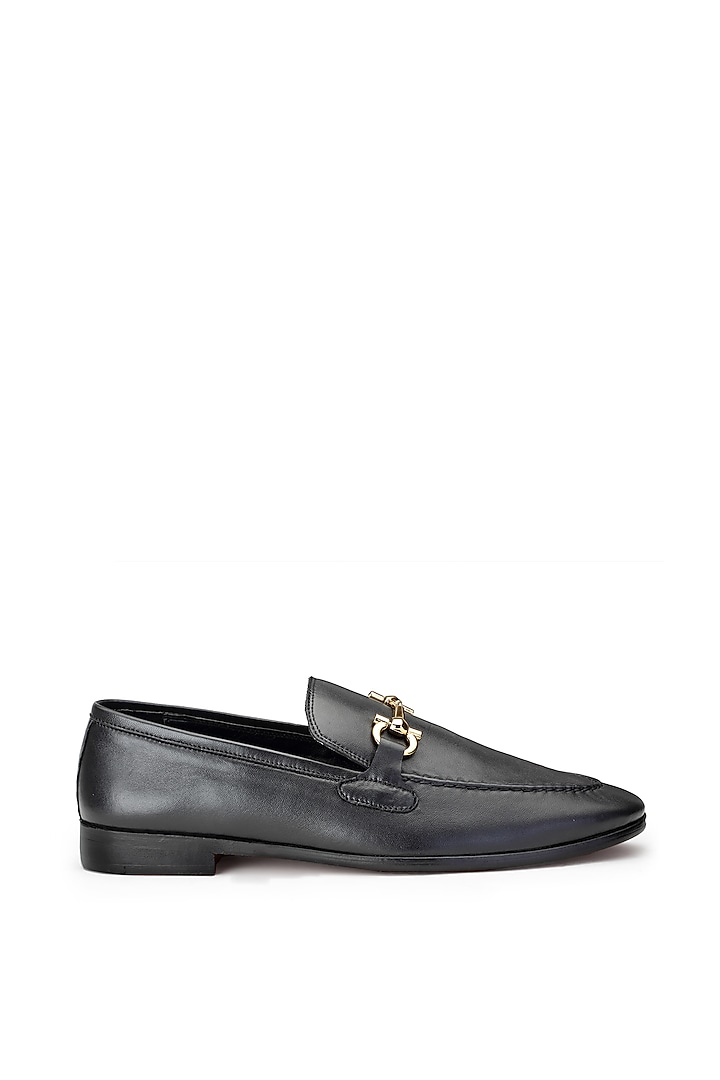 Black Calfskin Leather Slip-On Shoes by SHUTIQ at Pernia's Pop Up Shop