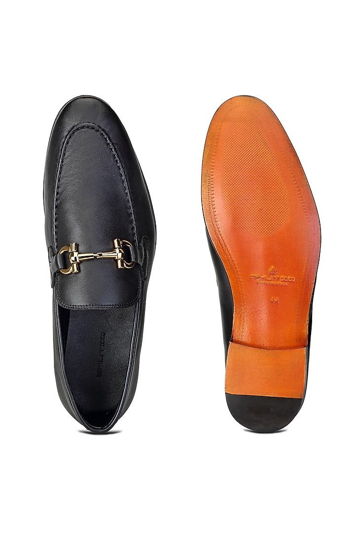 Black Calfskin Leather Slip-On Shoes by SHUTIQ at Pernia's Pop Up Shop