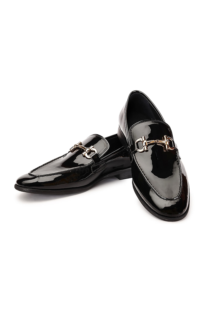 Black Patent Leather Slip-On Shoes by SHUTIQ at Pernia's Pop Up Shop