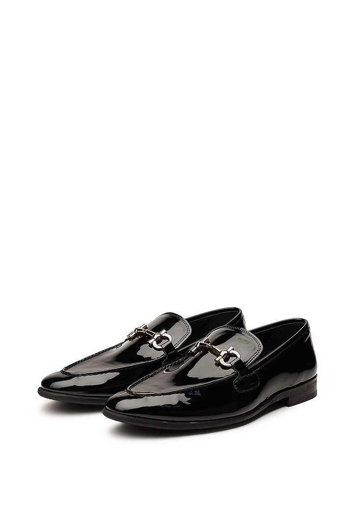 Black Patent Leather Slip-On Shoes by SHUTIQ at Pernia's Pop Up Shop
