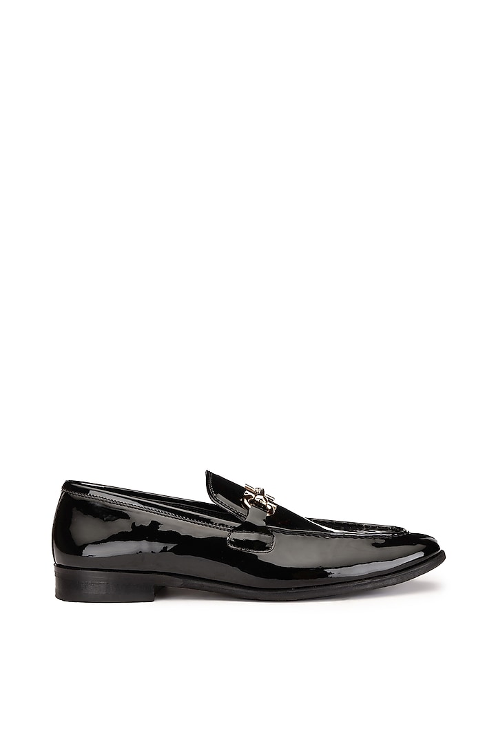 Black Patent Leather Slip-On Shoes by SHUTIQ at Pernia's Pop Up Shop