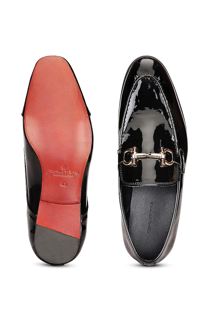 Black Patent Leather Slip-On Shoes by SHUTIQ at Pernia's Pop Up Shop