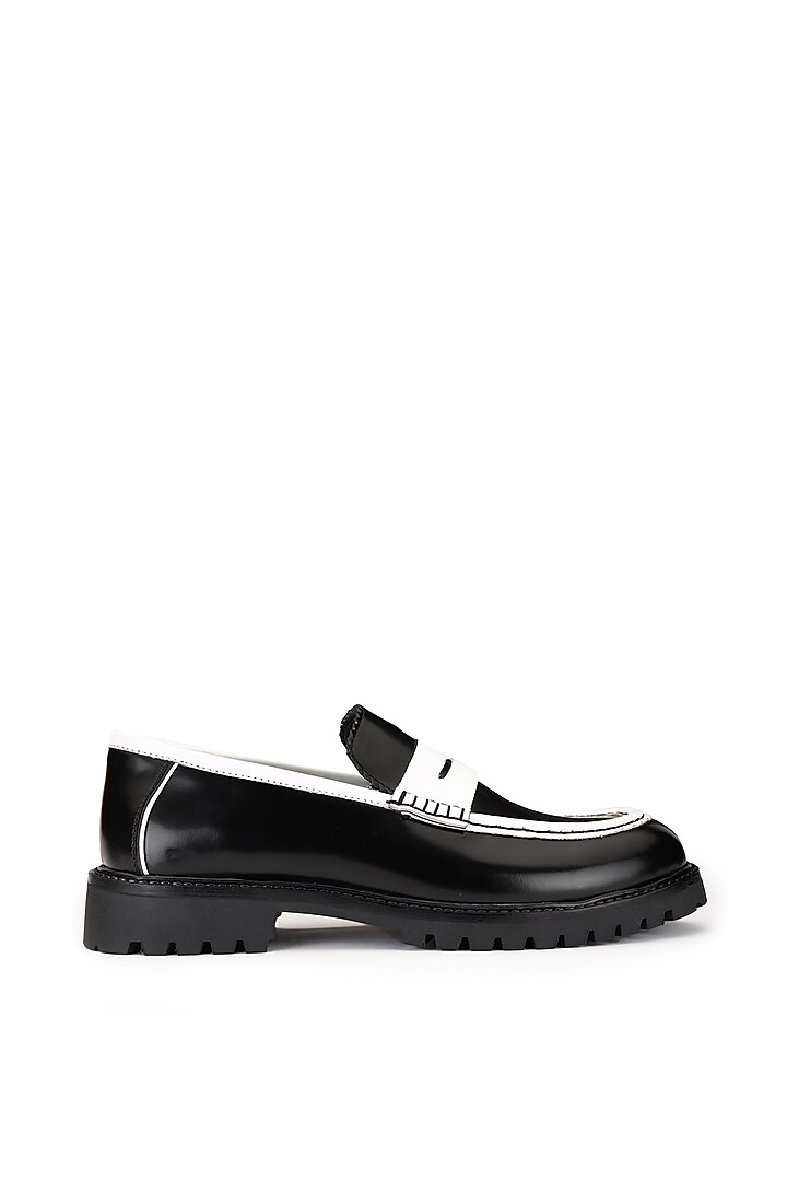Black Leather Slip-On Shoes by SHUTIQ at Pernia's Pop Up Shop