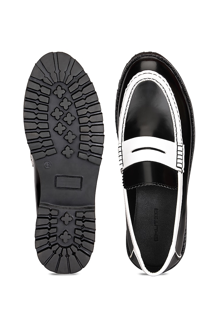 Black Leather Slip-On Shoes by SHUTIQ at Pernia's Pop Up Shop