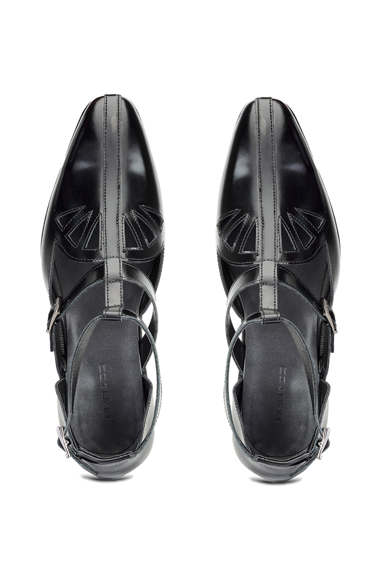 Black Calfskin Leather Sandals by SHUTIQ