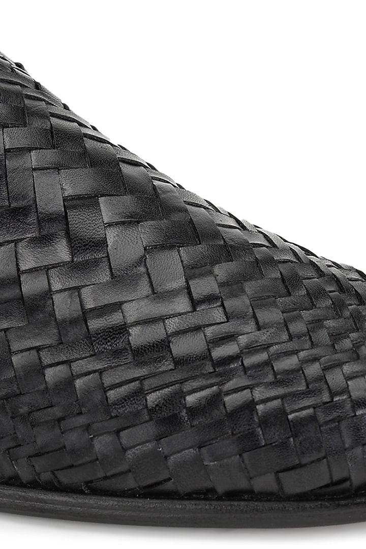 Black Leather Slip-On Shoes by SHUTIQ at Pernia's Pop Up Shop
