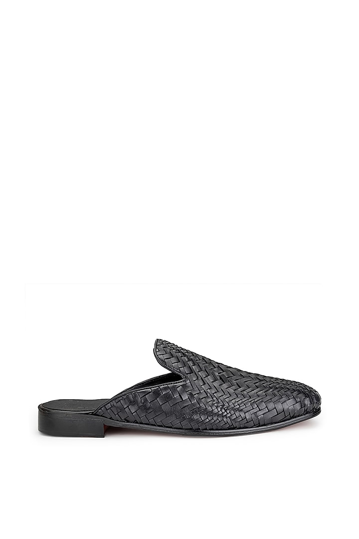 Black Leather Mules by SHUTIQ at Pernia's Pop Up Shop