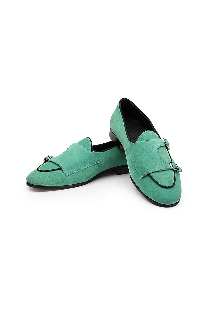 Green Suede Leather Slip-on Shoes by SHUTIQ at Pernia's Pop Up Shop