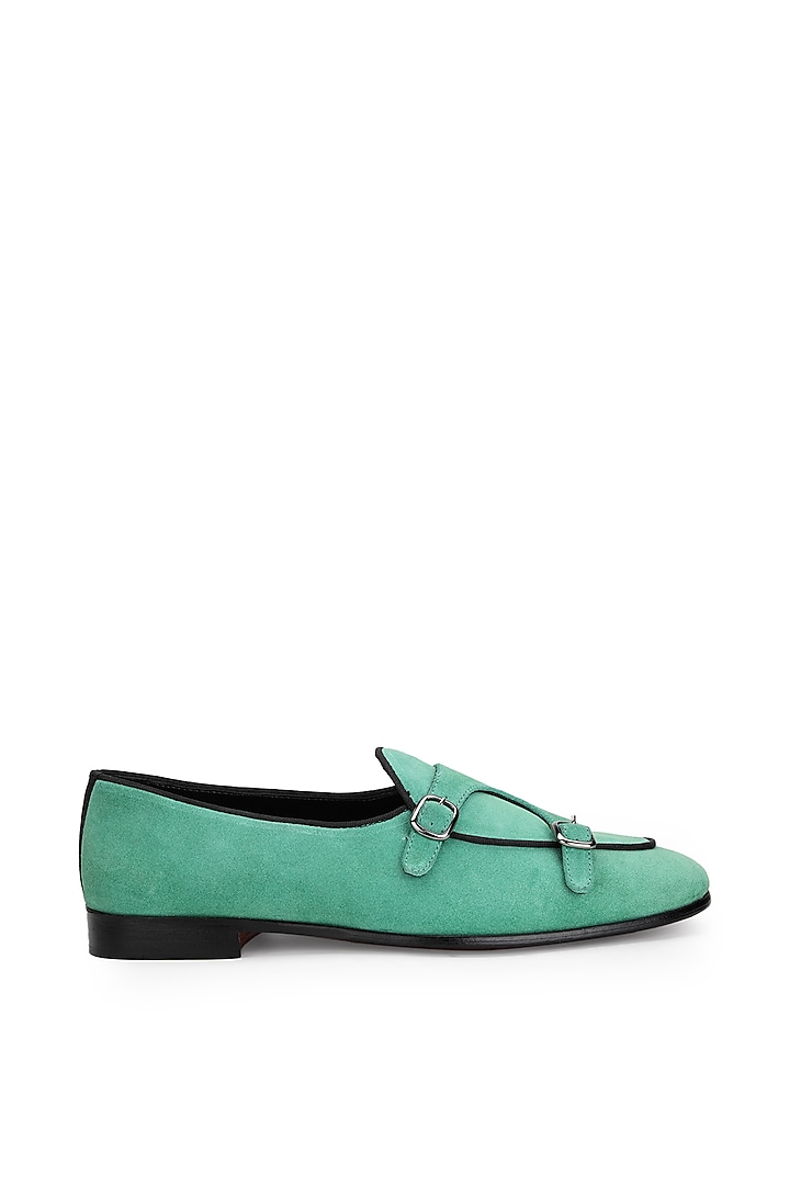 Green Suede Leather Slip-on Shoes by SHUTIQ at Pernia's Pop Up Shop