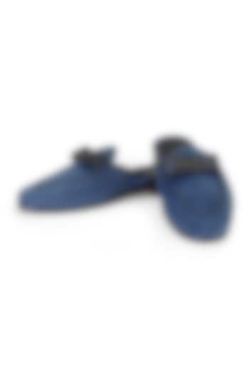 Midnight Blue Suede Leather Mules by SHUTIQ