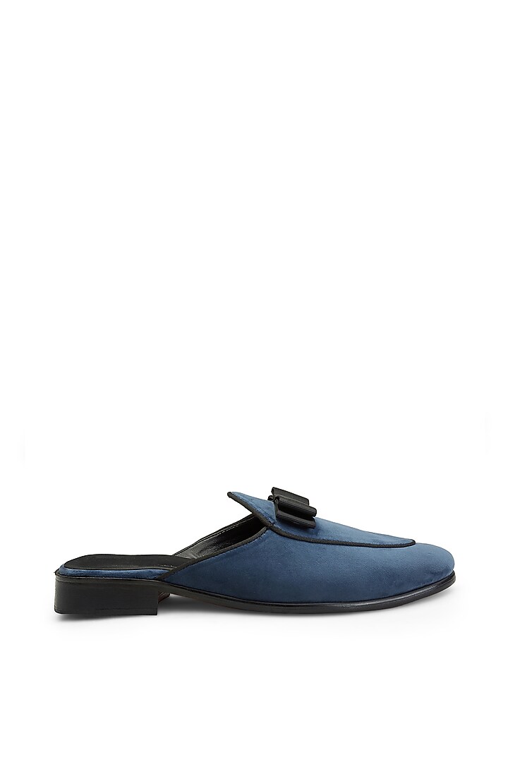 Midnight Blue Suede Leather Mules by SHUTIQ at Pernia's Pop Up Shop