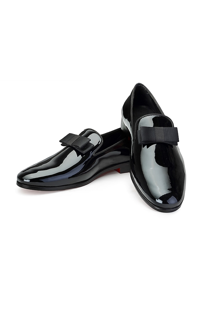 Black Patent Leather Slip-On Shoes by SHUTIQ at Pernia's Pop Up Shop