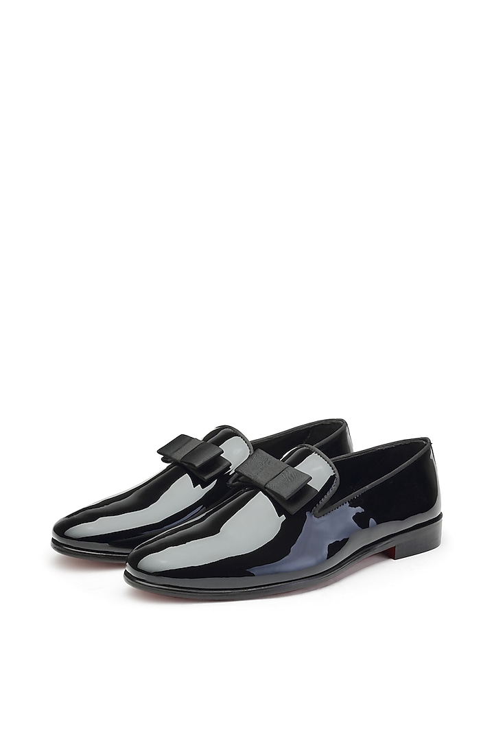 Black Patent Leather Slip-On Shoes by SHUTIQ at Pernia's Pop Up Shop