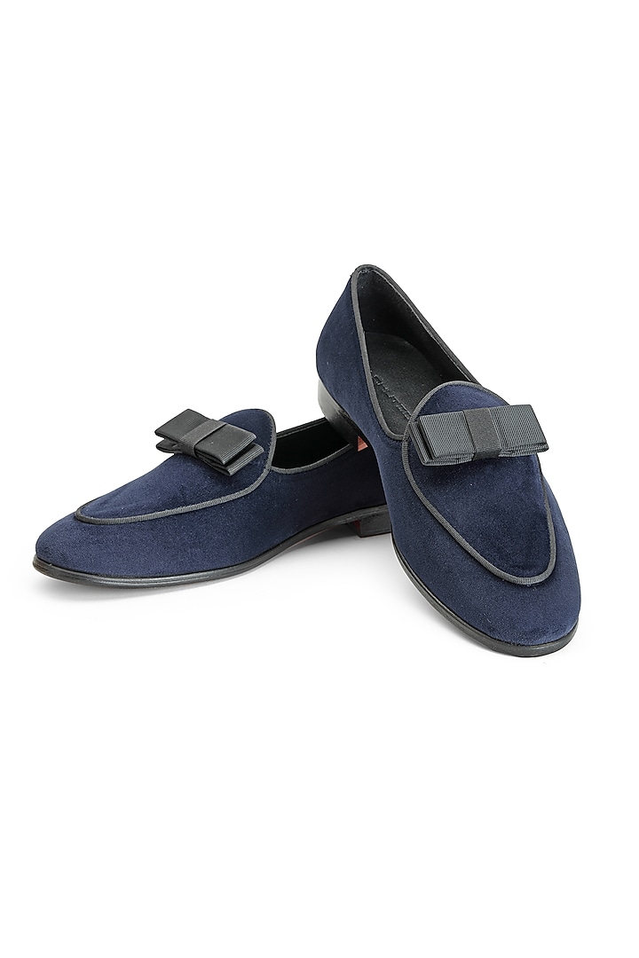 Blue Velvet Slip-On Shoes by SHUTIQ at Pernia's Pop Up Shop